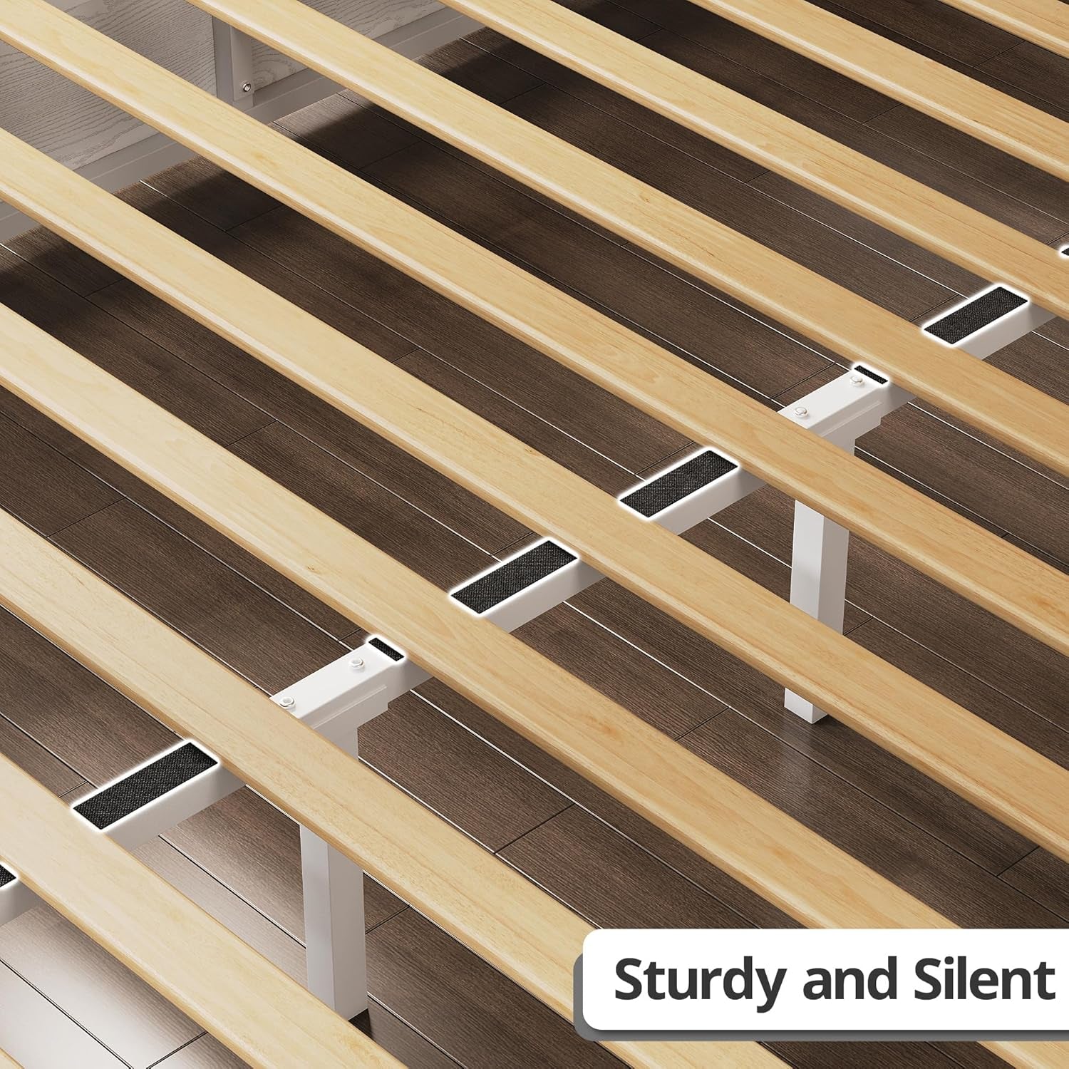 Platform Queen Size Bed Frame, Farmhouse Bed Frames with Lift up Storage, Wooden Slats, Sturdy and No Noise, Easy Assembly, White