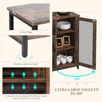 Mini Coffee Bar Cabinet with Storage, 27.5'' Small Kitchen Bar Table, Cute Corner Bar Cabinet for Tea, Buffet Sideboard Cabinet for Dining Room, Farmhouse Coffee Station for Wine (Brown)
