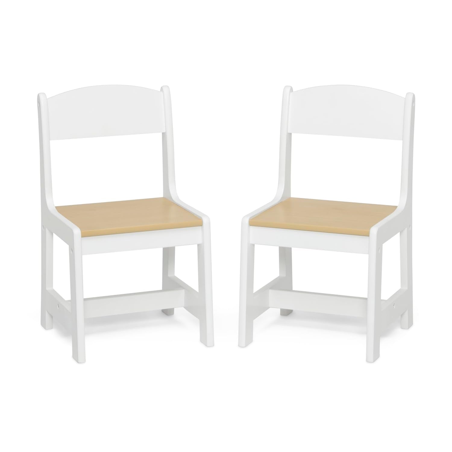 Mysize Kids Wood Table and Chair Set (2 Chairs Included) - Ideal for Arts & Crafts, Snack Time, Homeschooling, Homework & More, Bianca White/Natural