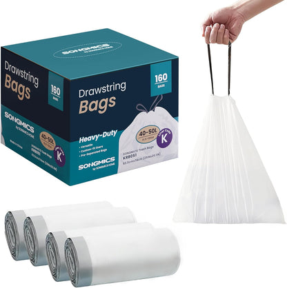 Trash Bags for 8-Gallon (30 L) Trash Cans, Drawstring Kitchen Garbage Bags, Pre-Separated, Liner Code 30A, 2 Rolls, 90 Count, White UKRB30A02