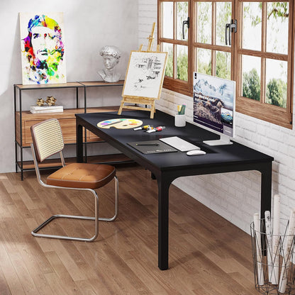 2-Person Home Office Desk, 78.7" Extra Long Modern Desk, Double Workstation for Home Office, Work Desk for Two People (Walnut)
