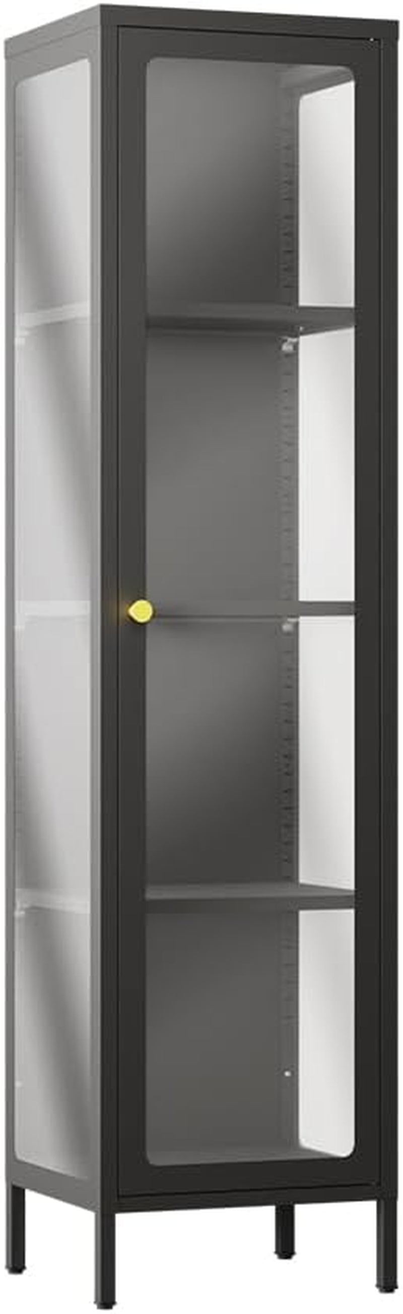 Display Cabinet with Glass Doors,4-Tier Curio Cabinet with Adjustable Shelves,Display Cases for Plant, Book Bathroom, Living Room, Collectibles Figure,Black