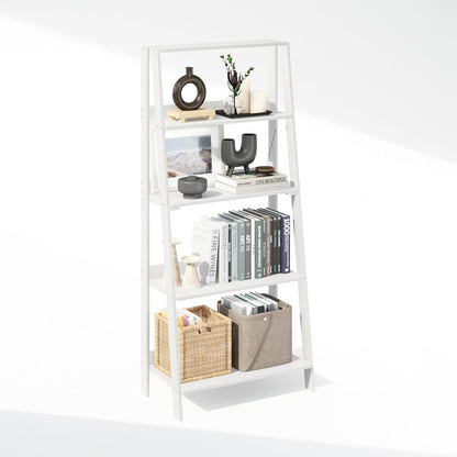 Ladder Display Shelf, 5-Tier Ladder Shelf, Ladder Bookshelf, Display Storage Shelves, 13 X 23.6 X 53.5, for Living Room, Home Office, White