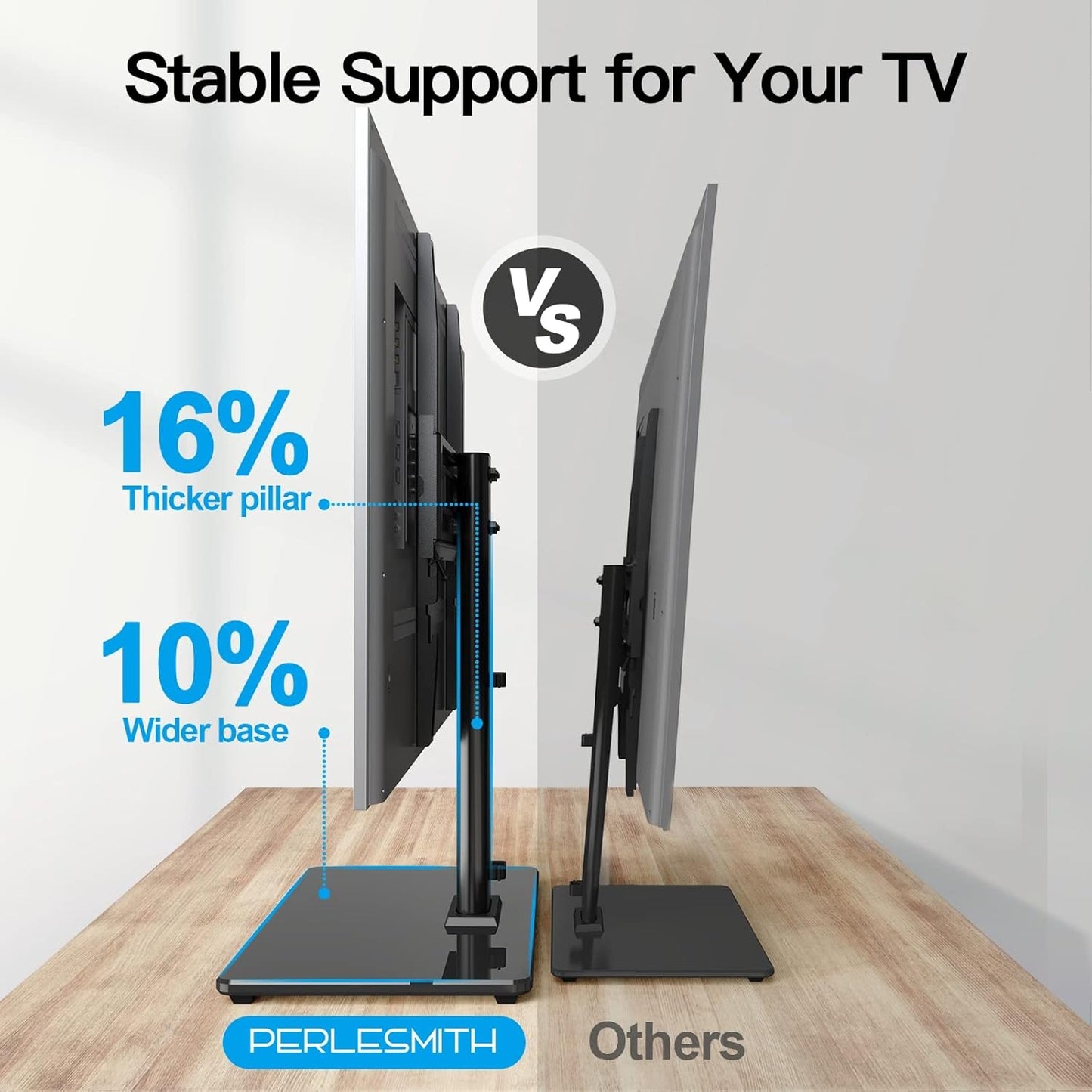 Universal TV Stand Table Top TV Base for 32 to 65 Inch LCD LED OLED 4K Flat Screen Tvs-Height Adjustable TV Mount Stand with Tempered Glass Base,Vesa 400X400Mm,Holds up to 88Lbs,Pstvs15