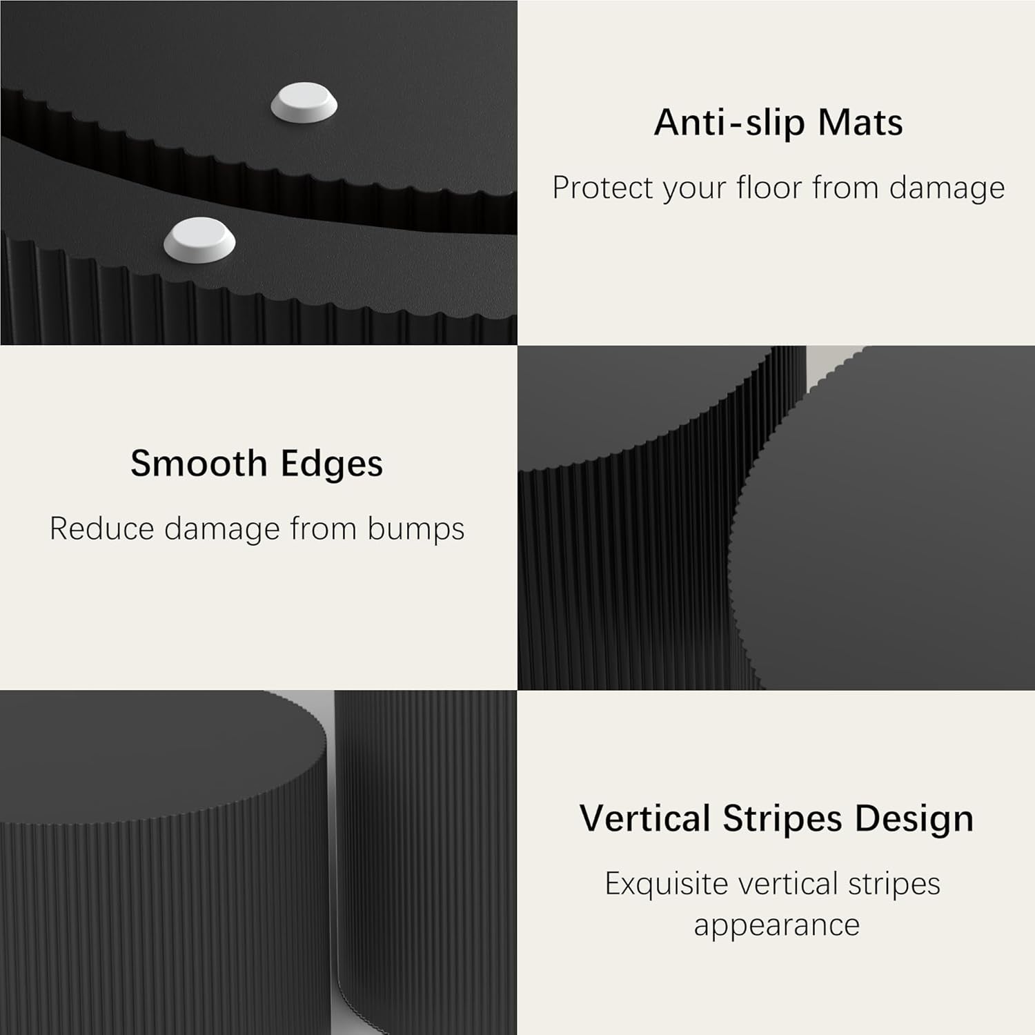 Black round Coffee Table Set of 2, Modern Wooden Nesting Coffee Tables for Living Room, No Assembly Required Circle Side Tables Set Accent End Table for Bedroom, Balcony