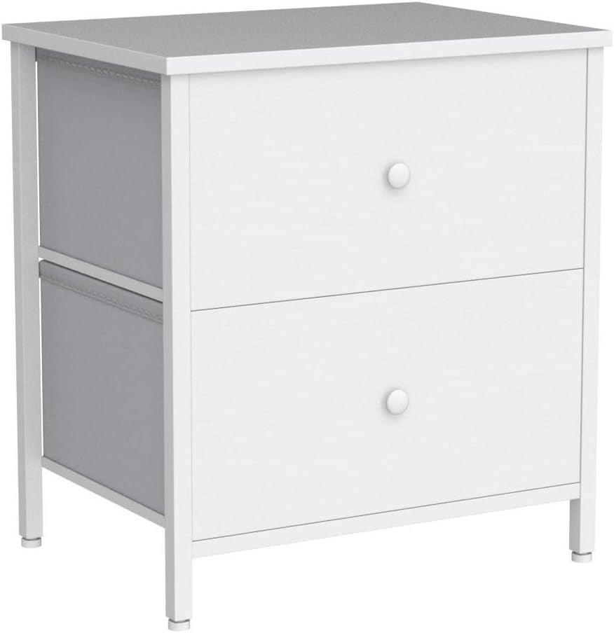 White Nightstands Set of 2, 2 Drawer Dresser for Bedroom Night Stand Small Dresser End Table with Drawers Modern