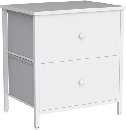White Nightstands Set of 2, 2 Drawer Dresser for Bedroom Night Stand Small Dresser End Table with Drawers Modern