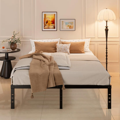 14 Inch Metal Bed Frame Queen Size No Box Spring Needed, Heavy Duty Platform Support up to 3000 Lbs, Easy Assembly, Noise Free, Black