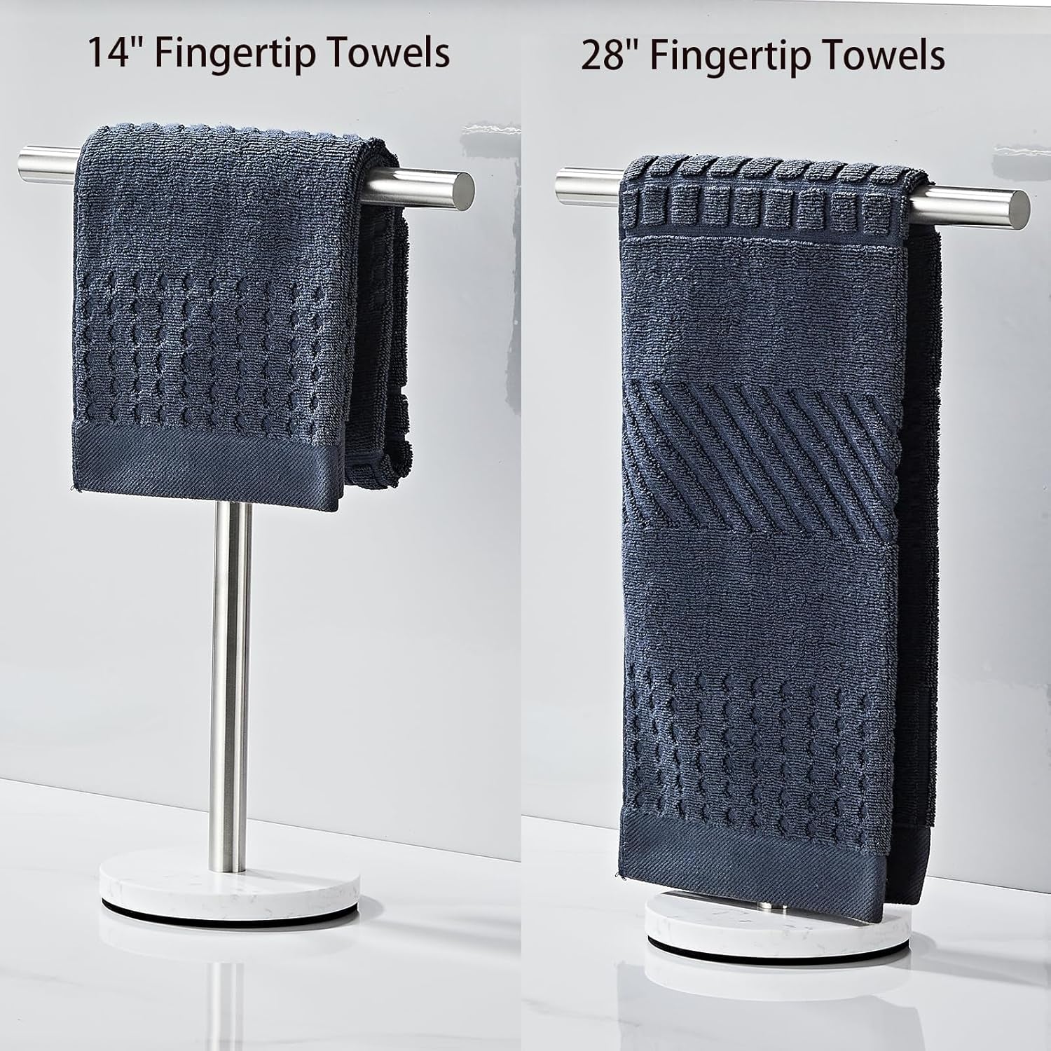 Hand Towel Holder, 15 Inch T-Shape Freestanding Towel Rack Stand for Bathroom & Kitchen Countertop with Brushed Nickel Finish and Marble Base