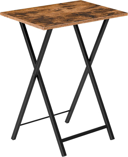 Folding TV Table, TV Tray, Stable Snack Table for Small Space, Portable Sofaside Desk, Easy Assembly and Storage, Ideal for Snacks and Meals in Living Room, Rustic Brown and Black BF15BZ01