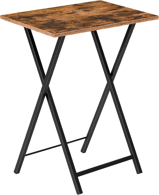 Folding TV Table, TV Tray, Stable Snack Table for Small Space, Portable Sofaside Desk, Easy Assembly and Storage, Ideal for Snacks and Meals in Living Room, Rustic Brown and Black BF15BZ01