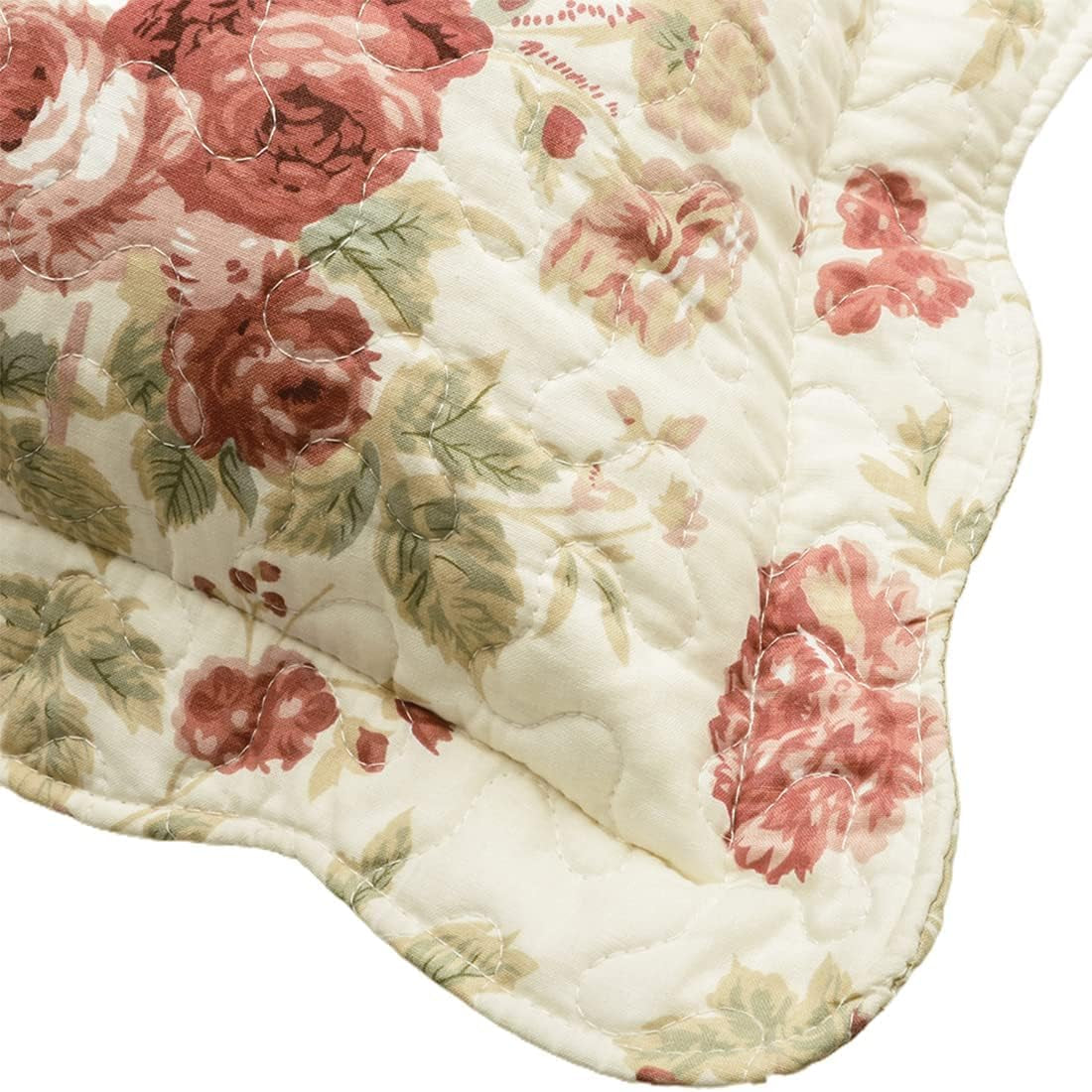 Boho Floral Patchwork Pillow Shams Pack of 2 Farmhouse 100% Cotton Quilted Soft Decorative Pillow Cases Set (Flower,King)