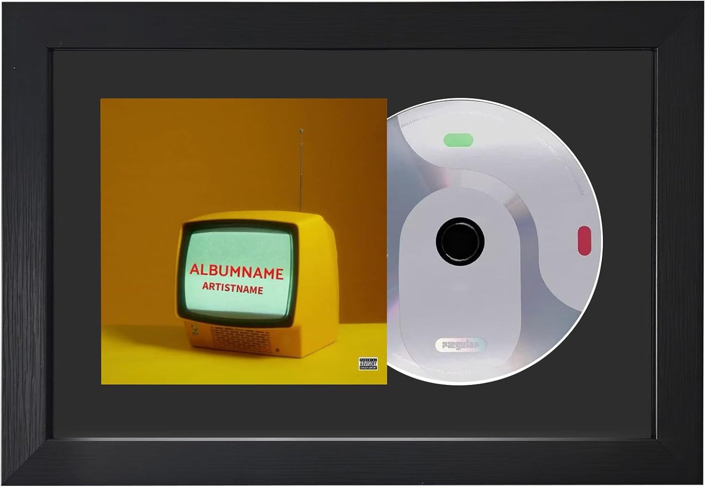 CD Display Frame 11.4"X7.9" with EVA Flocked Liner, Black Wood Grain Look, Acrylic Front, for Cover and Disc, Wall or Tabletop Display, Horizontal & Vertical