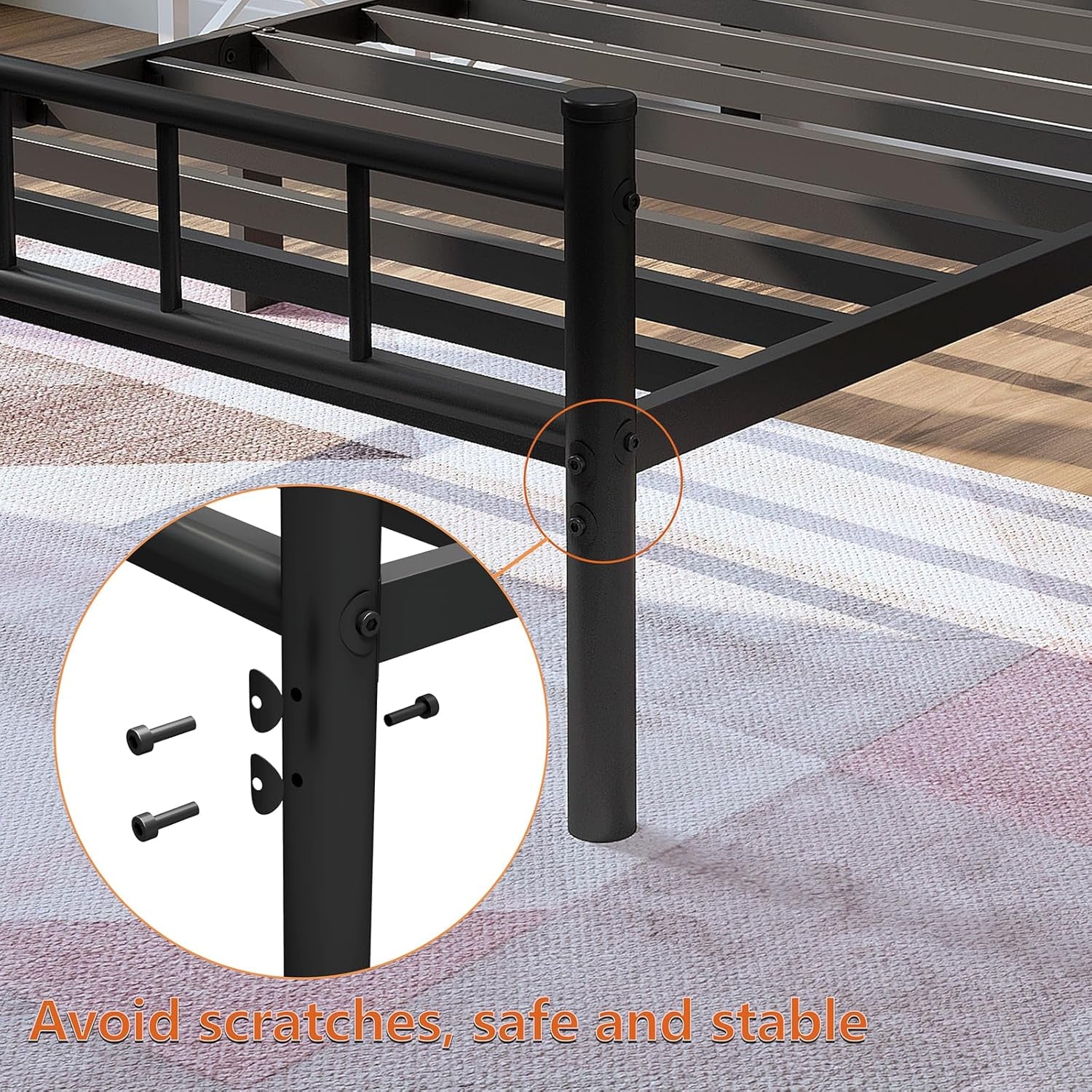 Twin Size Metal Bed Frame with Headboard & Footboard 14 Inch Metal Platform Mattress Foundation Support with Steel Slat, under Bed Storage, No Box Spring Needed