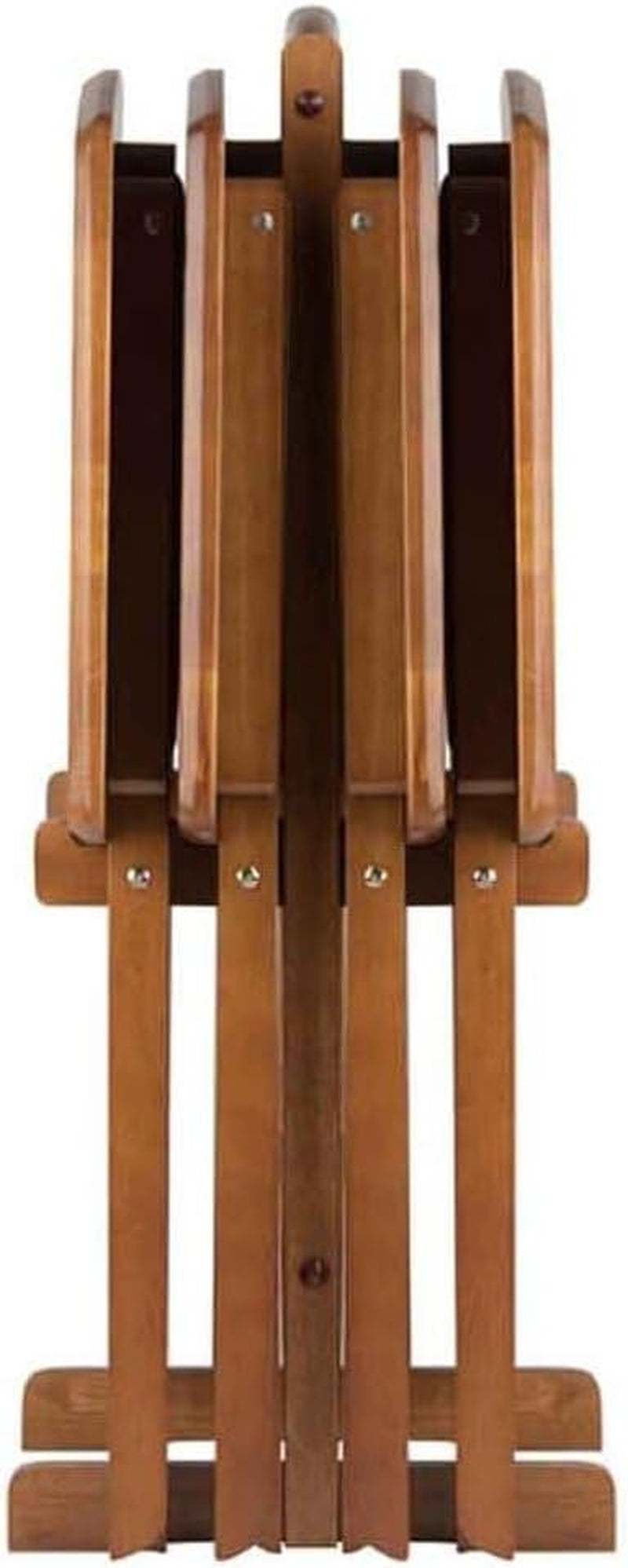 Renaissance Romance 5-Piece Oversize Snack Table Set with Solid Teak Finish, Curved Sides, Rounded Corners, and Sturdy Stand, 23.6" W X 15.75" D X 25.5" H Teak