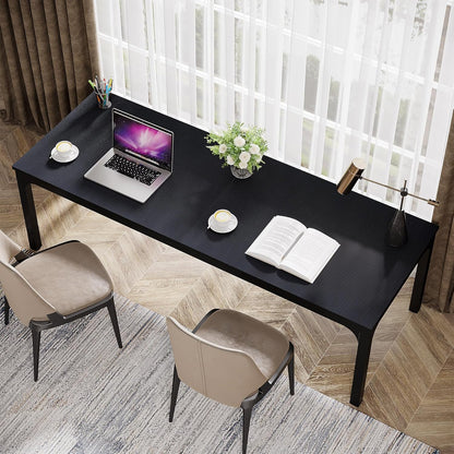 2-Person Home Office Desk, 78.7" Extra Long Computer Desk, Double Workstation for Home Office, Work Desk for Two People (Black)