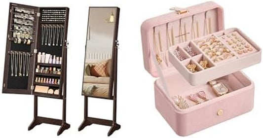 Jewelry Cabinet Armoire, Jewelry Box, Travel Jewelry Case, UJJC69BR and UJBC166R02