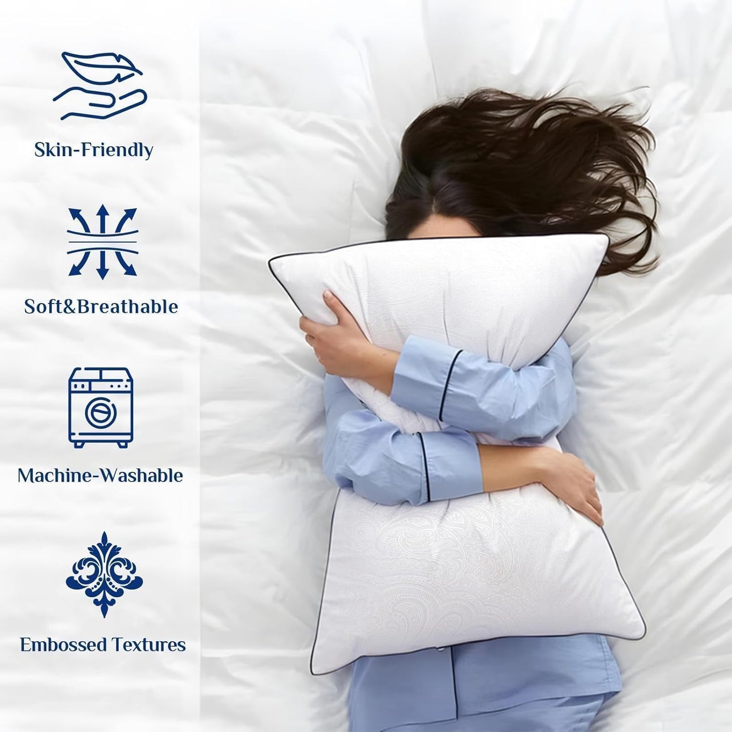 King Size Pillows Set of 2 for Sleeping, Soft and Supportive Bed Pillows with down Alternative Filling for Side and Back Sleepers, Hotel Collection