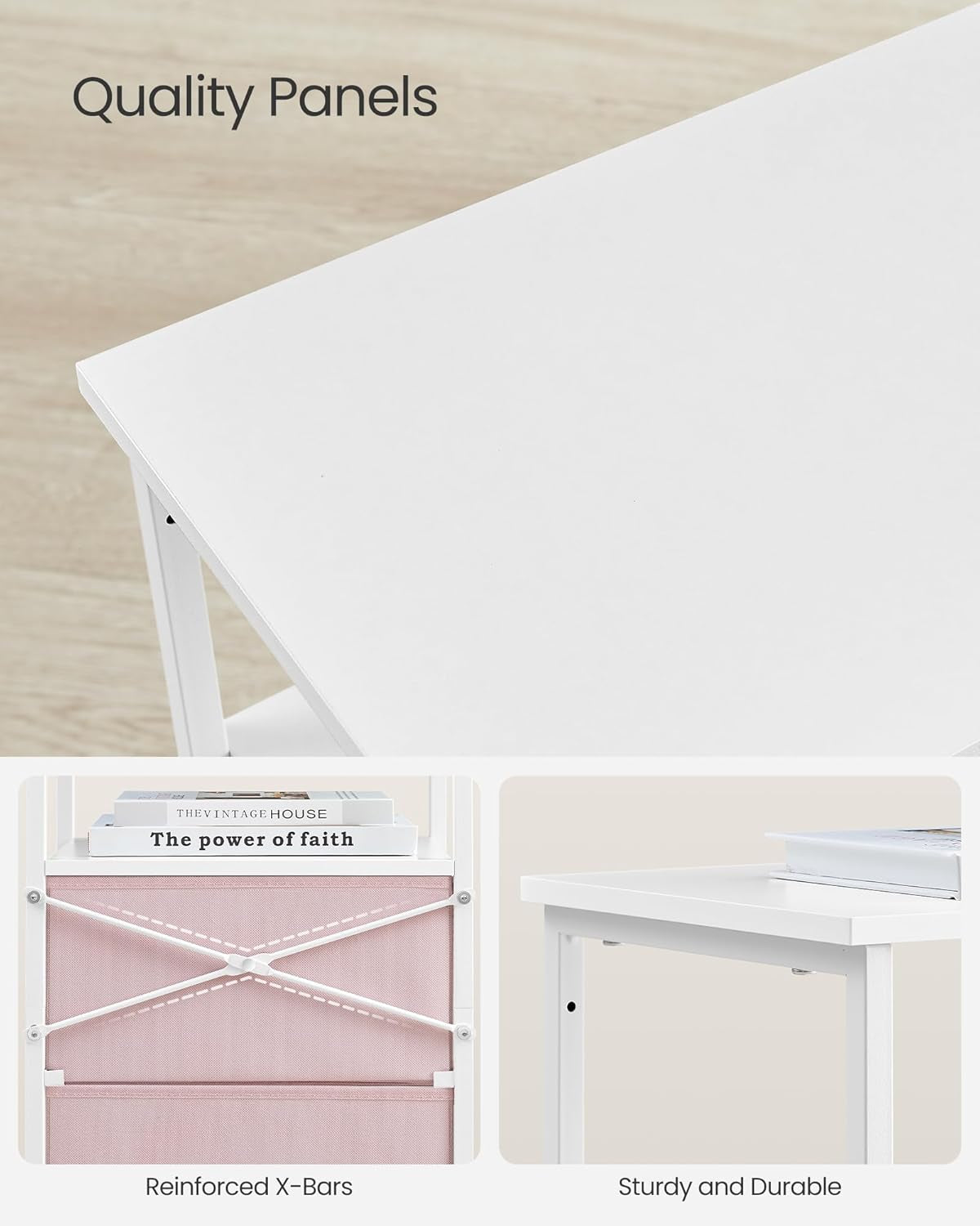 Nightstand, Side Table with 2 Fabric Drawers, 24-Inch Tall End Table with Storage Shelf, Bedroom, Jelly Pink and White ULGS025R05