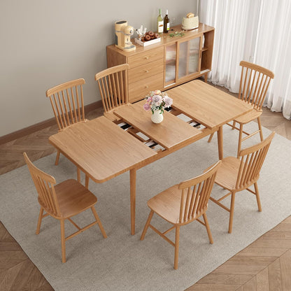 Solid Wood Extendable Dining Table for 4-8 People with Seamless Extension from 47.2 to 63 Inches, Easy Assembly, Expandable Tables for Small Spaces, Dining Room, Kitchen, Living Room, Black