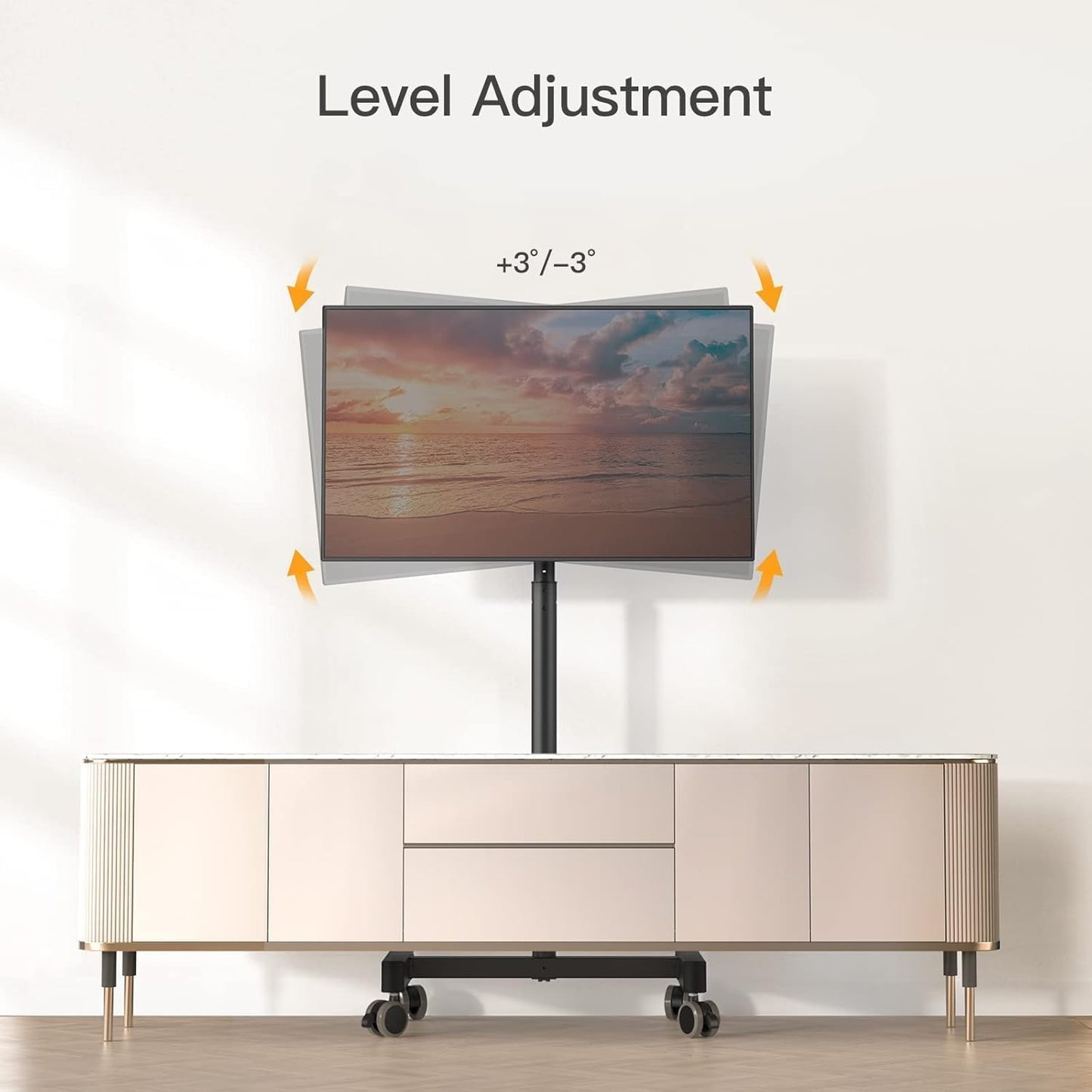 Mobile TV Cart, Rolling TV Stand for 13-50 Inch with 30° Tilt Universal Tvs Cart for LED/LCD/OLED Height Adjustable Floor TV Stand Holds 44Lbs Portable Monitor Stand Max VESA 200X200Mm