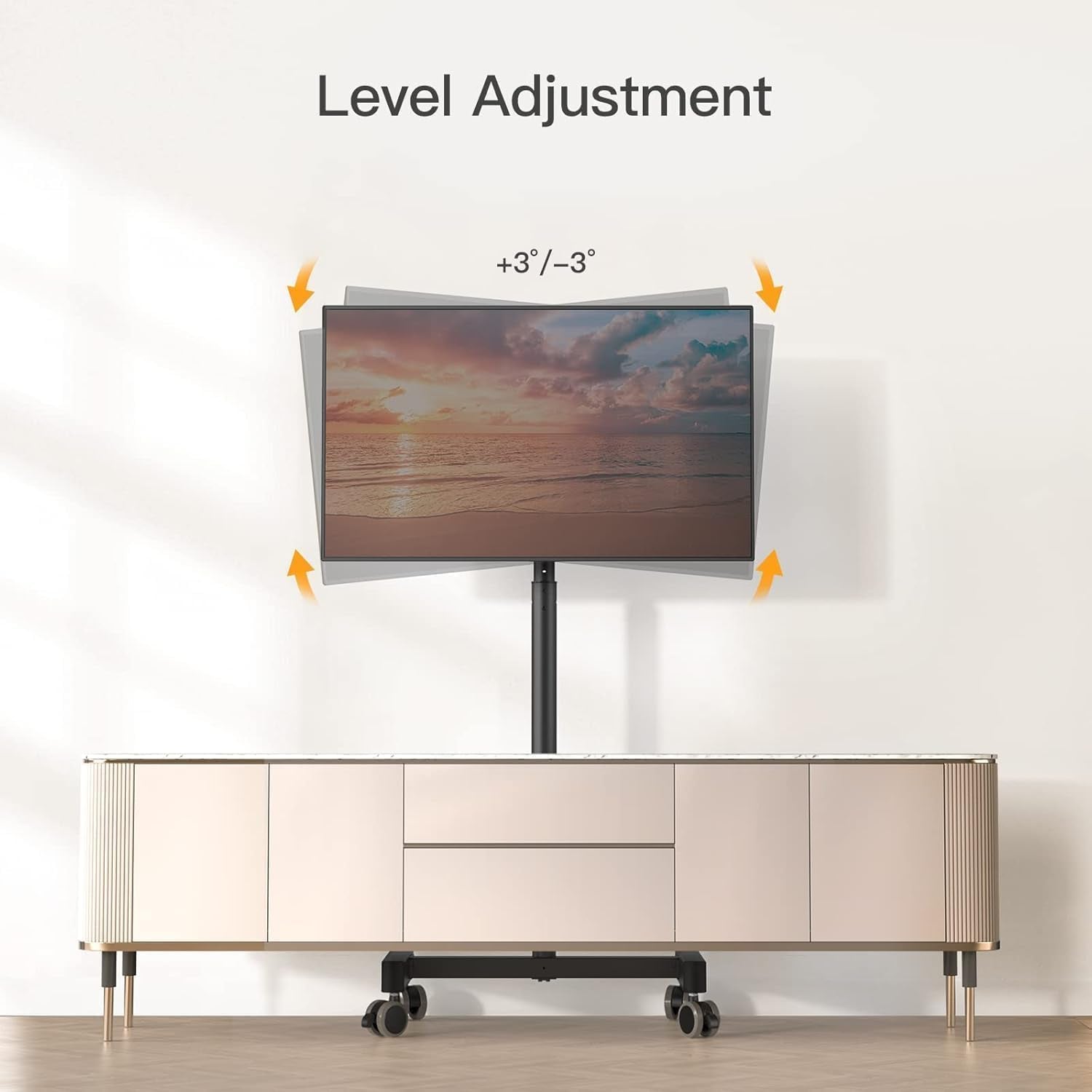 Mobile TV Cart, Rolling TV Stand for 13-50 Inch with 30° Tilt Universal Tvs Cart for LED/LCD/OLED Height Adjustable Floor TV Stand Holds 44Lbs Portable Monitor Stand Max VESA 200X200Mm