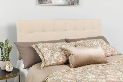 Bedford Box Stitch Tufted Upholstered Twin Size Headboard in Beige Fabric