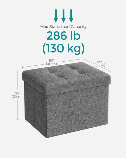 Mazie Collection - Small Folding Storage Ottoman, Foot Rest Stool, 12.2 X 16.1 X 12.2 Inches, 286 Lb Load Capacity, for Living Room, Bedroom, Home Office, Dorm, Dark Gray ULSF102G01