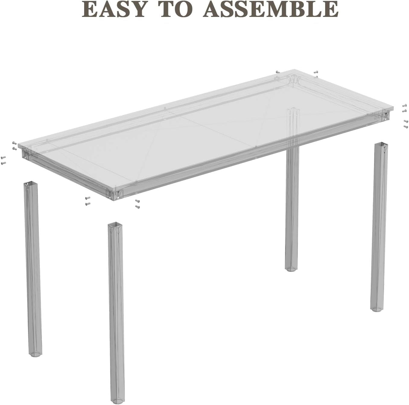 Computer Desk/Dining Table Office Desk Sturdy Writing Workstation for Home Office (47.24”, Beige + White Frame)