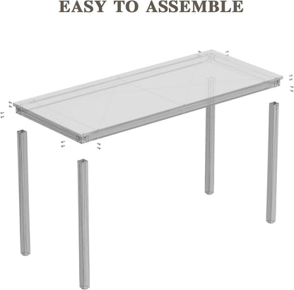 Computer Desk/Dining Table Office Desk Sturdy Writing Workstation for Home Office (47.24”, Beige + White Frame)