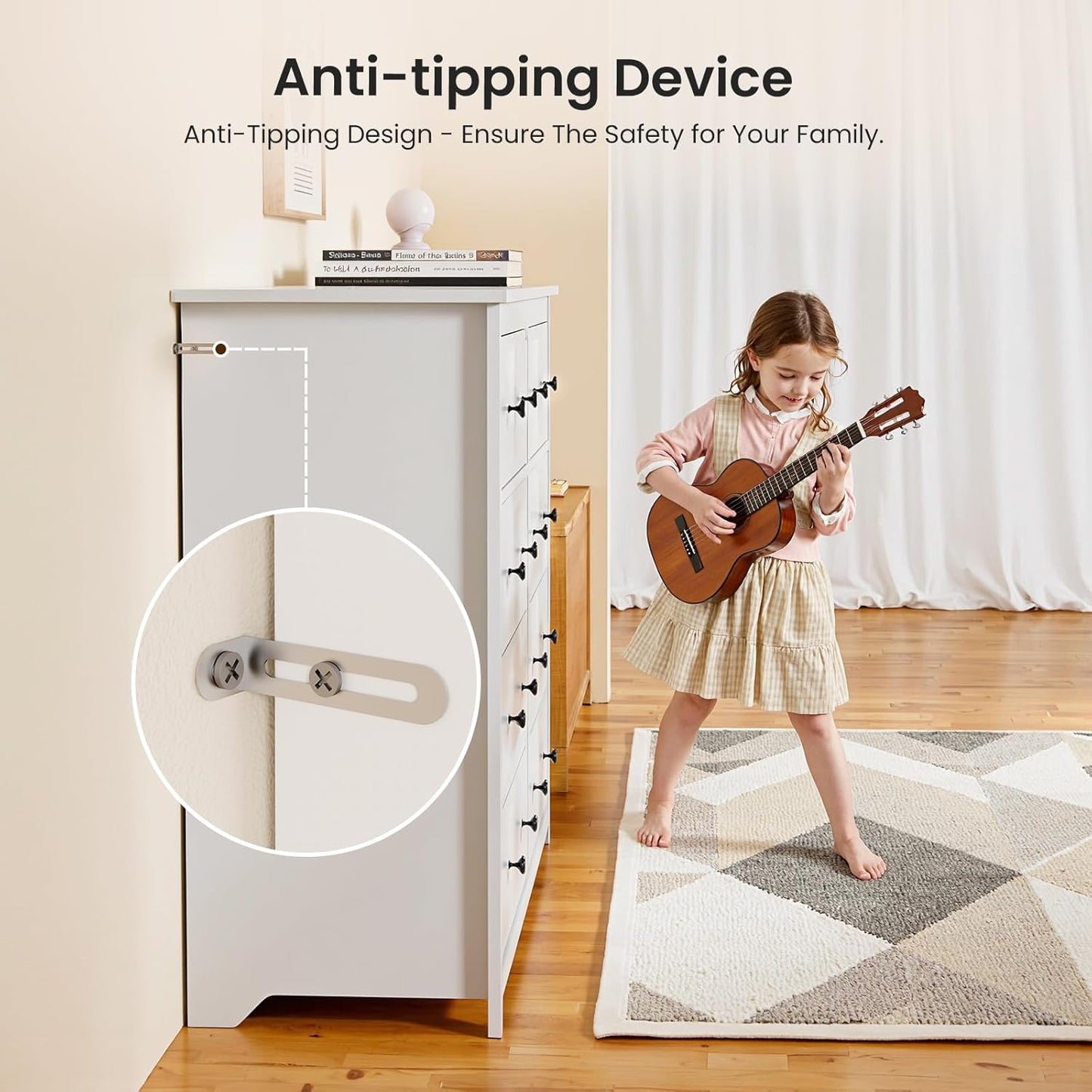 White 10 Drawer Dresser, 52" Large Wide Chest of Drawers, Wooden Dresser Storage Cabinet with 10 Drawers for Bedroom, Long White Dressers for Nursery, Living Room, Hallway