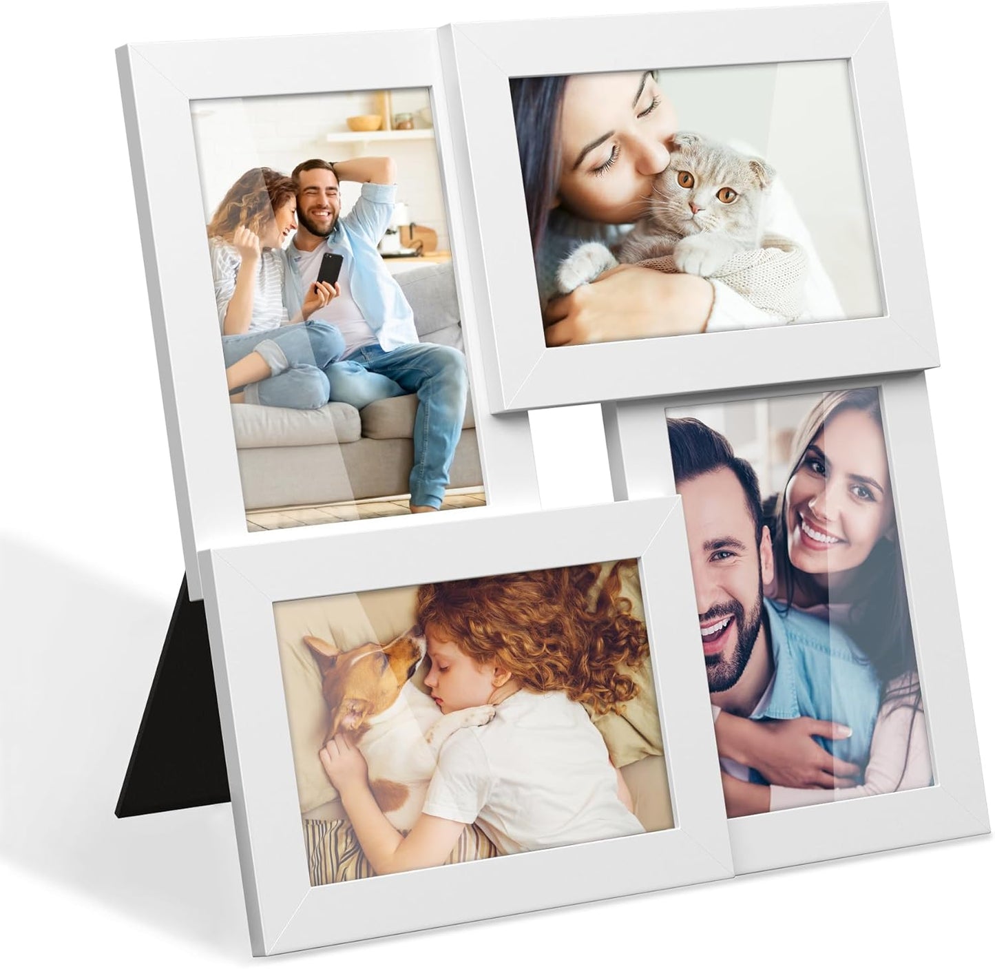 4X6 Collage Picture Frames, Family Photo Collage Frame Set of 4 for Wall Decor, Glass Front, Wall Hanging or Tabletop, Ink Black URPF25BK