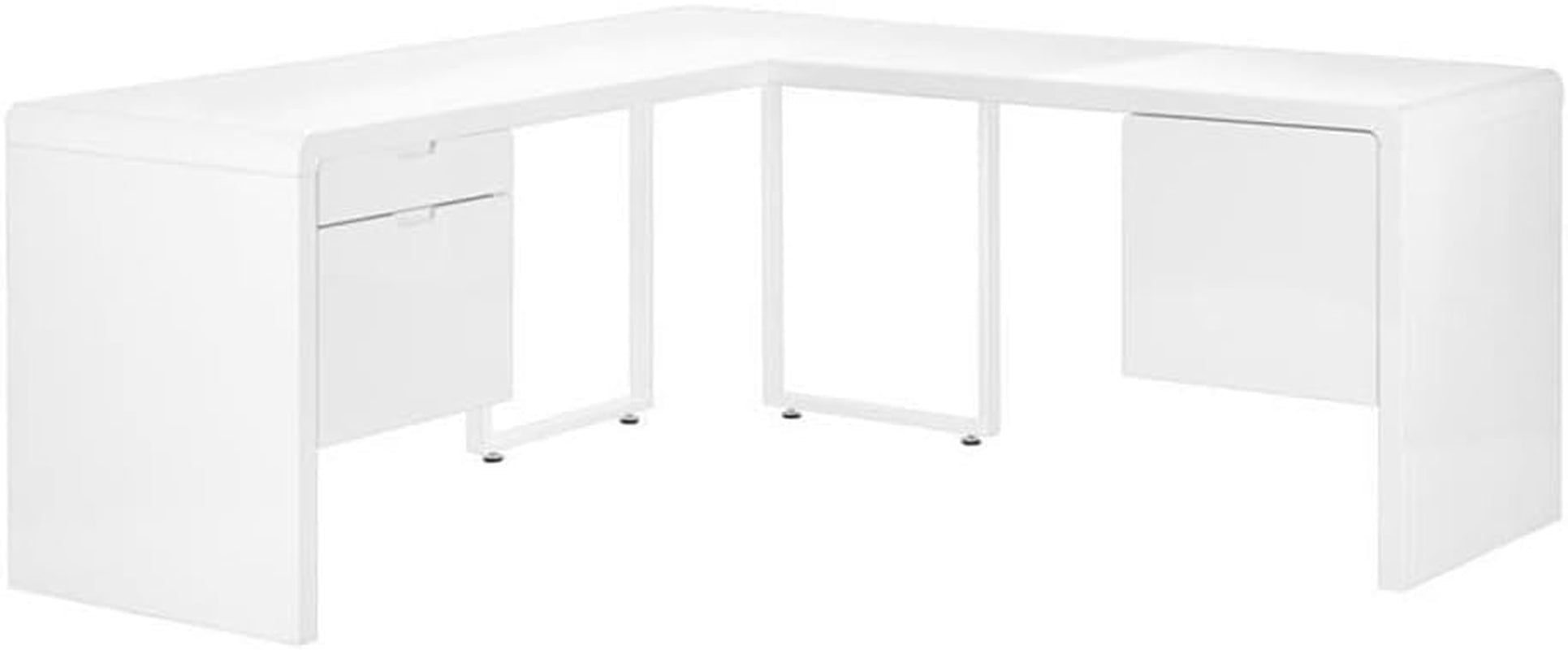 I 7582 Computer Desk, Home Office, Corner, Left, Right Set-Up, Storage Drawers, 72" L, L Shape, Work, Laptop, Laminate, Metal, Glossy White