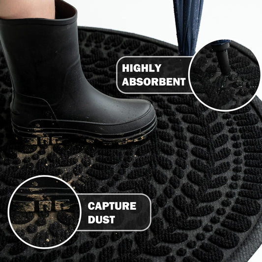 Half Circle Door Mat Front Door Mat outside Entrance Black Welcome Mats Indoor Outdoor Semicircular Doormat for Outdoor Half round Door Mats for Garage Muddy Paws 17”X30”