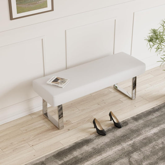Bedroom Bench, Bed End Upholstered Bench, Indoor Corner Small Footstool with Metal Legs, for Kitchen Entryway Dining Room and Living Room Window