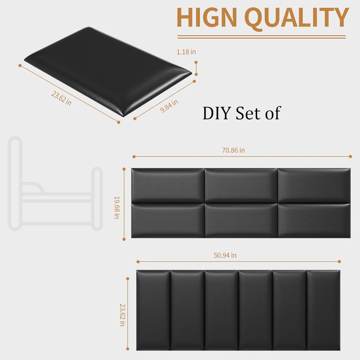Twin Headboards, Self-Adhesive 3D Panels, Upholstered Wall Panels for Bedroom/Living Room (6 Pieces 9.84 in X 23.6 In)