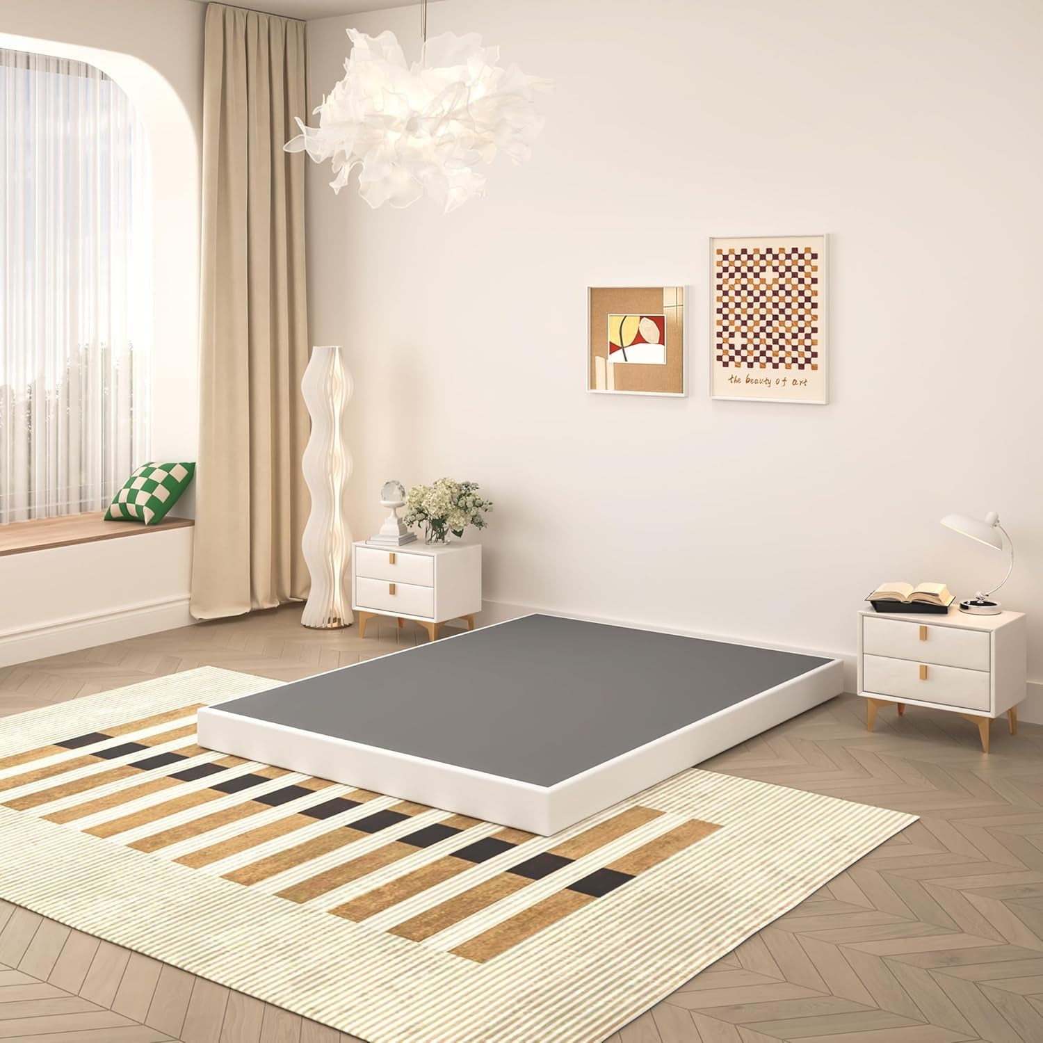 5 Inch Box Spring for Queen Bed, Heavy Duty Metal Mattress Foundation, 3000 Lbs Capacity, Low Profile, Noise-Free, Easy Assembly with Fabric Cover