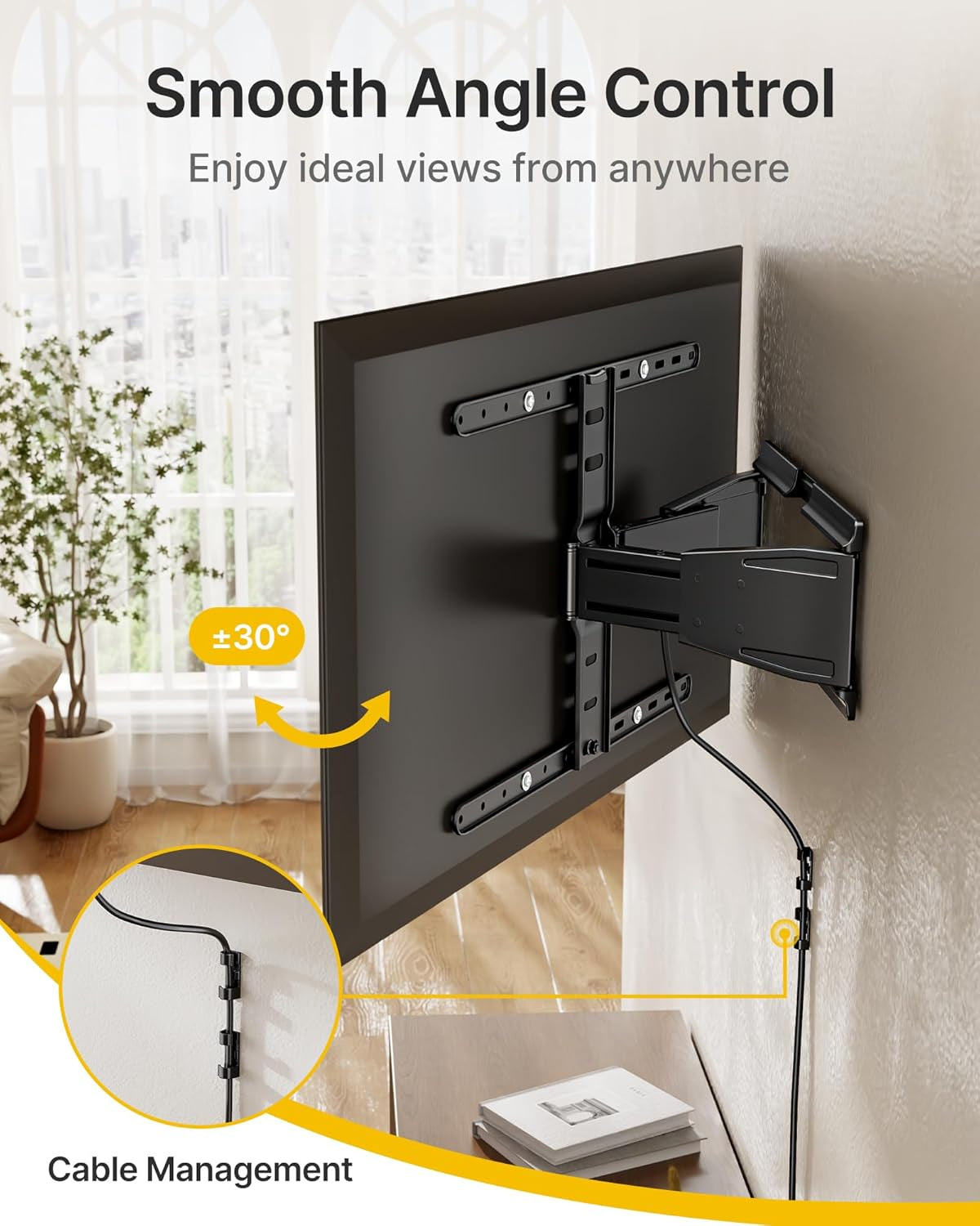0.77" Ultra Slim TV Wall Mount for 43-90 Inch Tvs, Swivel & Tilt & Leveling & Extension Wall Mount TV Bracket with Articulating Dual Arms, Low Profile Full Motion Tv Mount, 4X Weight Tested