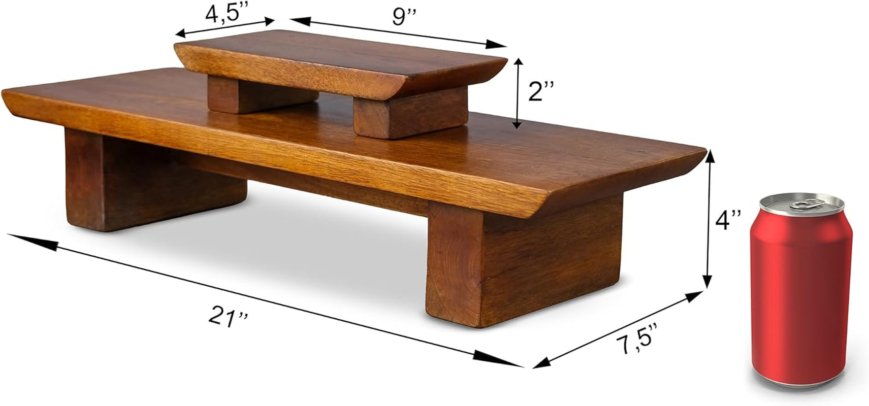 Meditation Altar Table – 21 X 7.5 X 6 Inch Handmade Tiered Puja Shrine - Small Alter Tables for Relaxation, Prayer - Buddha Meditation Alter Made of Strong and Durable Mango Wood