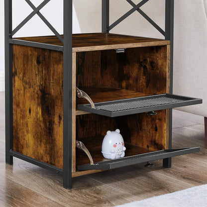 Modern Night Stand, End Side Table with Storage Space and Door, Nightstands with Flip Drawers for Living Room,Bedroom,Lounge,Set of 2, Brown