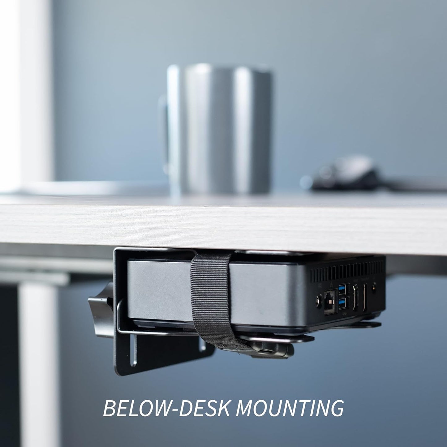 Adjustable Thin Client Mini PC Mount Bracket, CPU VESA under Desk and Monitor Arm Computer Holder, Black, MOUNT-PC05C