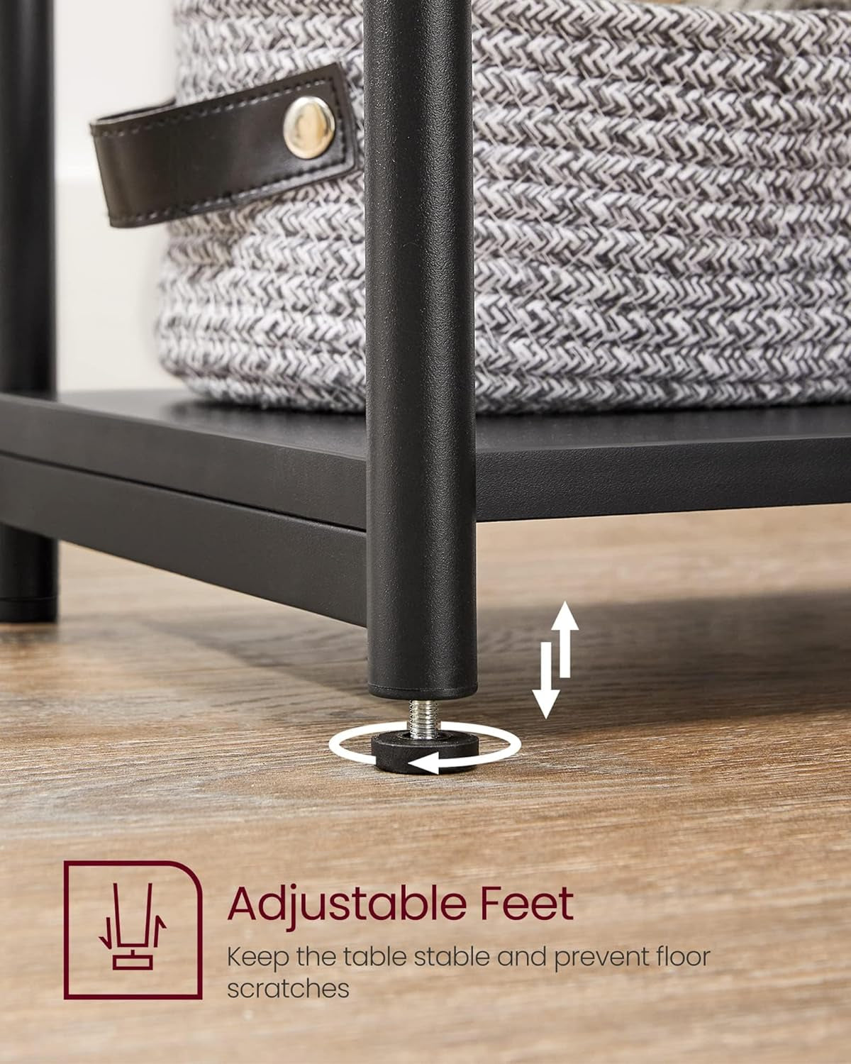 Side Table, Small End Table, Tall Nightstand for Living Room, Bedroom, Office, Bathroom, Classic Black ULET273B16