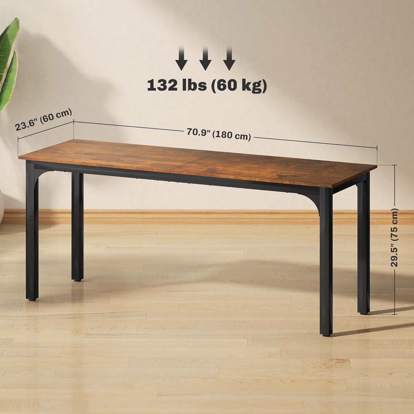 Modern Simple Large Computer Desk, 71" Long Home Office Desk for Two Person, Multi-Purpose Computer Table for Home Office Study, Rustic Brown