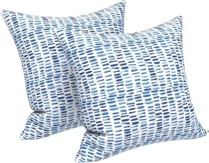 2 Pack Outdoor Pillow Covers ONLY 18X18 Inch, Water-Repellent Square Decorative Cushion Covers for Patio Furniture, Garden, Sofa, a Pebble Blue