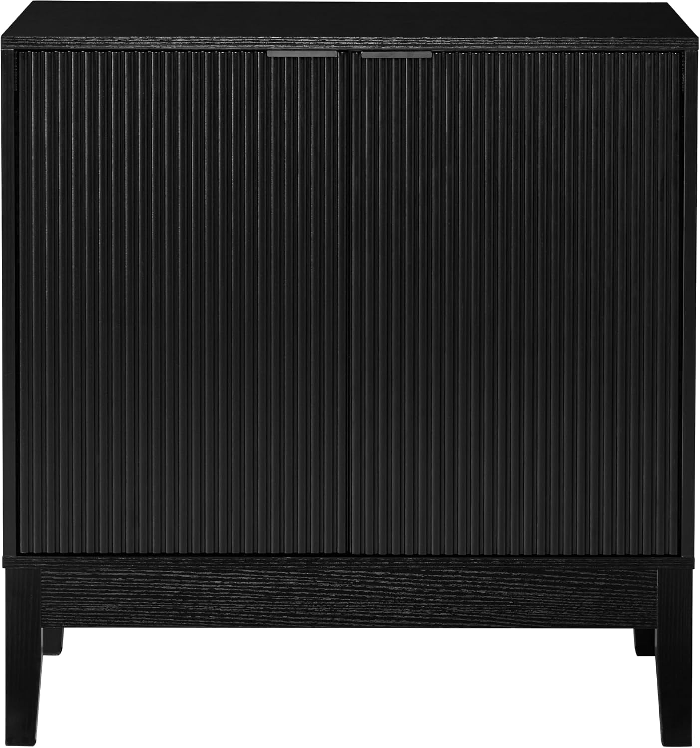 2-Door Modern Storage Cabinet, Buffet, Sideboard, Media Cabinet, Cupboard, Entryway Accent Table, Bookcase W/Reeded Panels and Adjustable Shelves – Black