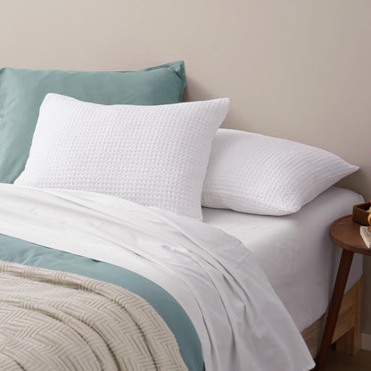 Ultra Soft Waffle Weave Pillow Shams King Size, No Insert, 2 Pack 20" X 36" Pillowcases,Breathable & Skin-Friendly Pillow Cases, Stylish Decorative Bed Pillow Cases Covers,White