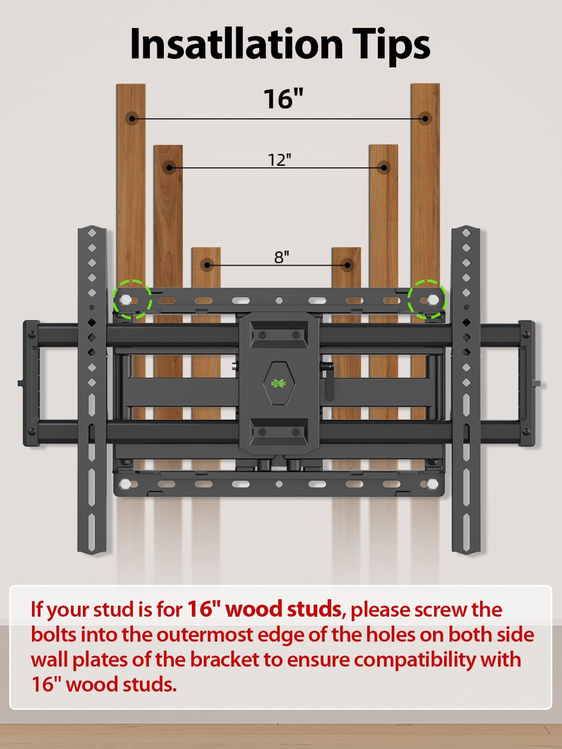 Full Motion TV Wall Mount for Most 42-90 Inch Flat Screen/Led/4K, TV Mount Bracket Dual Swivel Articulating Tilt 6 Arms, Max 16" Wood Studs, VESA 600X400Mm, Holds up to 132Lbs