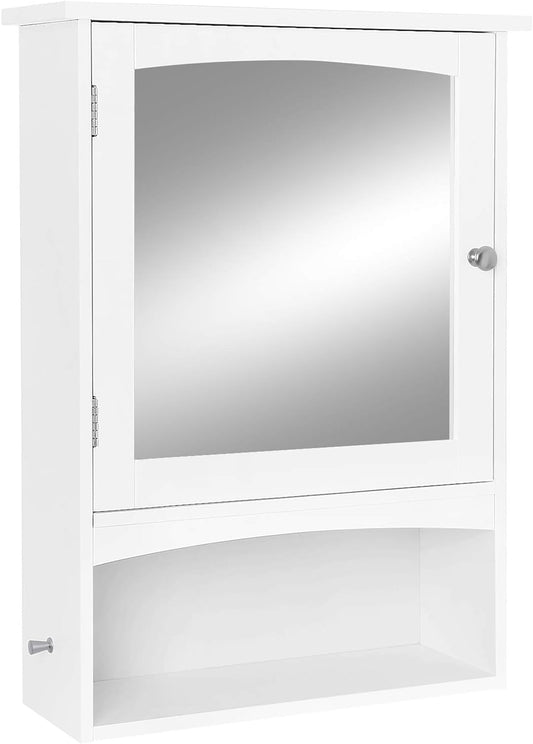 Mirror Cabinet, Bathroom Wall Storage Cabinet, Medicine Cabinet, Wooden, White UBBC21WT