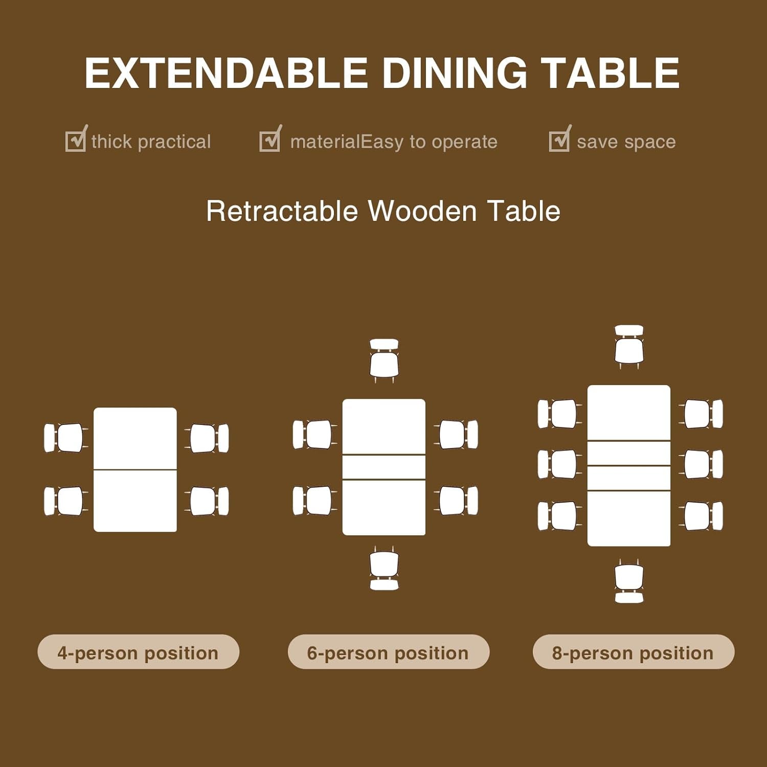 Extendable Dining Table for 6 8 10, 55'' to 78" Wood Kitchen Table Mid Century Modern Large Transformer Rectangle Dining Room Table Space Saving for Small Apartment Conference, Oak