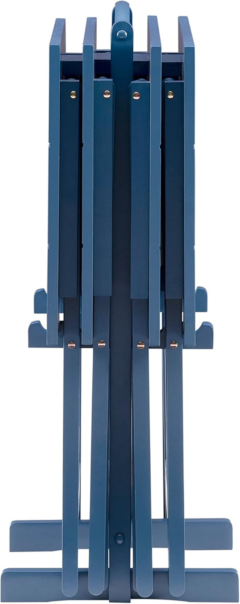 SAMM Navy Trey Table Set with Compass Accent Includes Four Trey Tables and Stand